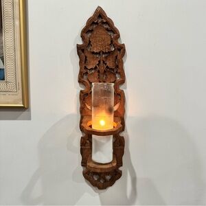 Beautiful vintage 70’s carved wood candle sconce from The Akron!